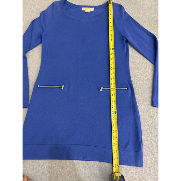 Michael Kors Blue Knit Sweater Dress with Zipper Pockets - Size Medium - Picture 8 of 11
